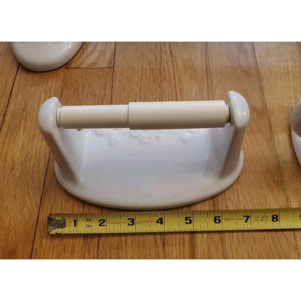 Vintage Floral Ceramic Bathroom Set Toilet Paper Toothbrush Towel Bar Farmhouse